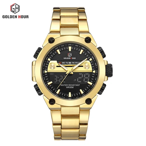 Reloj Hombre GOLDENHOUR, люксовый бренд, мужские часы с автоматическим будильником, дисплей недели, мужские часы,, аналоговые, модные, повседневные, мужские часы - Цвет: G G