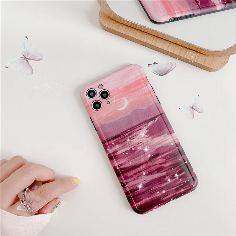 Purple Starry Sky Moon Camera Protection Soft IMD Phone Case for iPhone 8 Plus 7 SE 2 11 Pro Max X XR XS Max Fashion Back Cover Purple Starry Sky Moon Camera Protection Soft IMD Phone Case for iPhone 8 Plus 7 SE 2 11 Pro Max X XR XS Max Fashion Back Cover
