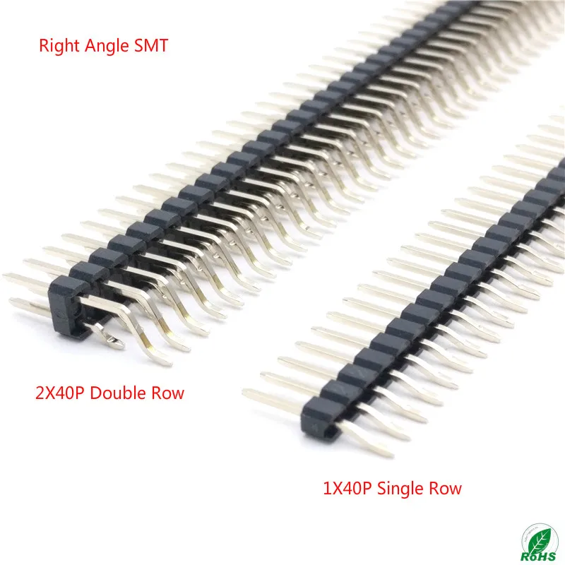 20 шт. 2 54 мм 1x4 0/2x40Pin Однорядный/двухрядный правый угол 90D SMD поверхностное монтаж SMT