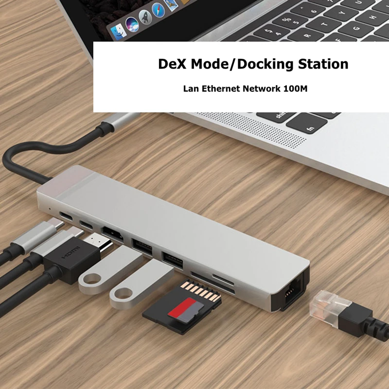 Устройство для чтения карт памяти Trumsoon Type c на 4K HDMI Сеть RJ45 Lan USB C 3 0 SD TF адаптер MacBook