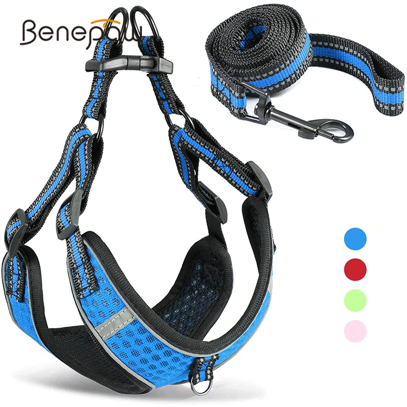 

Benepaw Step-in Dog Harness Leash Set Adjustable Reflective Breathable Soft Air Mesh Puppy Pet Vest for Small Medium Breed