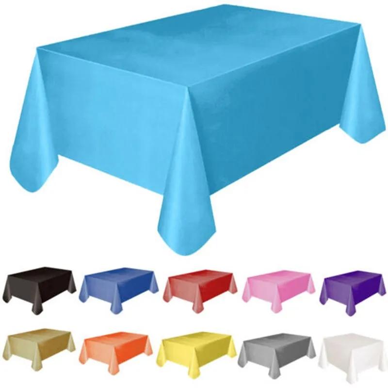 Closeout Mantel de plástico desechable de Color sólido, cubierta rectangular para mesa de cumpleaños, boda, Navidad, decoración de tela de escritorio glLkQdnkn