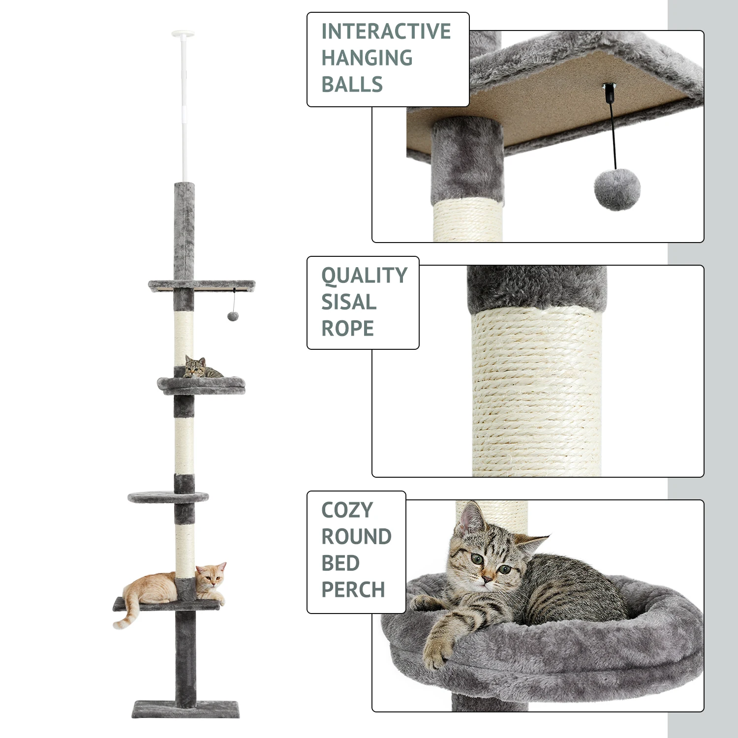 5-nível gato torre escalada brinquedos estruturas gato