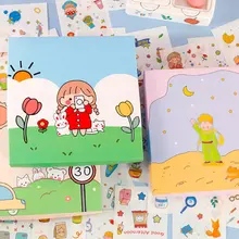 Ensemble d'autocollants en papier Transparent de dessin animé, 100 feuilles, pour Album, Style INS, planificateur quotidien, pour téléphones portables