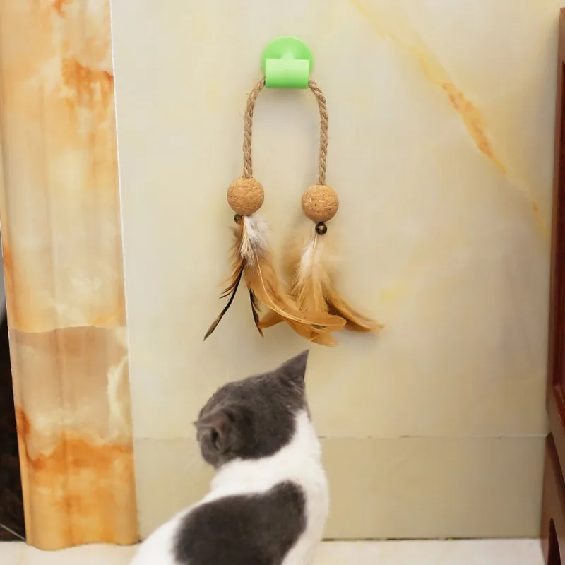 Птичье перо Catnip колокольчик Игрушка Pet Catnip колокольчики игрушки птицы игрушки из перьев для кошек котенок интерактивный оконные игрушки для Gatos