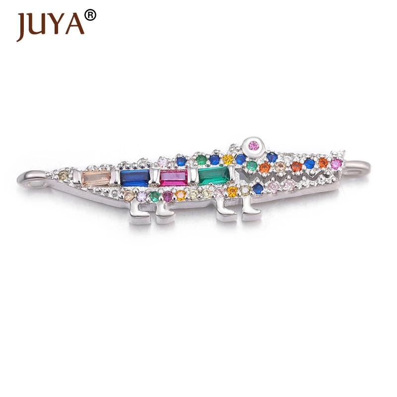 JUYA, новая мода, четыре цвета, соединители животных, популярные кубические циркония, подвески в виде животных, ювелирные изделия, компоненты ручной работы - Цвет: silver