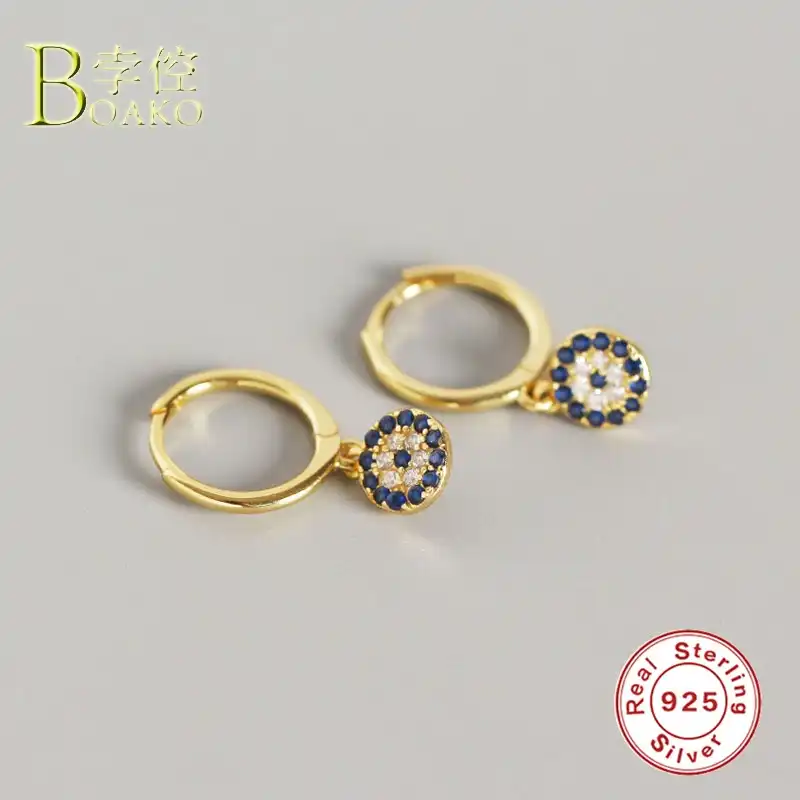 Серьги из стерлингового серебра 925 пробы для Чехол женский кулон серьги-кольца серьги на кость уха серьги на подарок девочке Злой Глаз Звезда Луна aretes B5