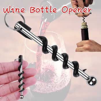 

Portable Stainless Steel Pocket Red Wine Bottle Opener Keychain Key Ring Tool Red Wine Corkscrew Pocket Bottle Openers Bar Tools