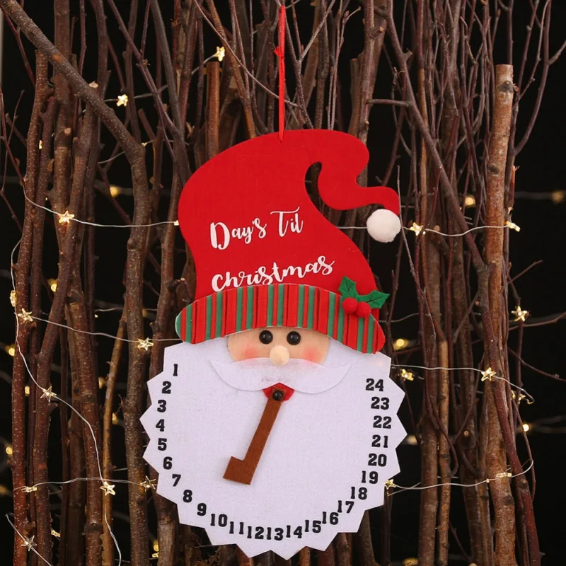 Рождественские часы для обратного отсчета времени календари нетканые Санта-Клаус/Снеговик подвесные украшения вечерние