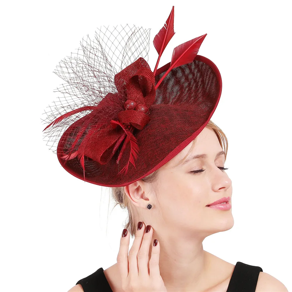 Винтажные вечерние шляпы MARRON kenducky derby, женские аксессуары для волос, женские элегантные вуали, свадебные головные уборы, модный головной убор