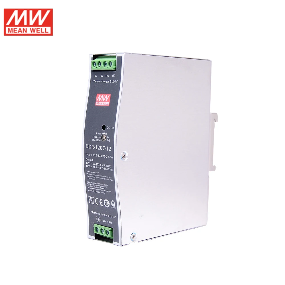 MEAN WELL DDR 120C 12 120 Вт DIN Rail Converter конвертер 33 6 ~ 67 2 В постоянного тока до 10A средняя