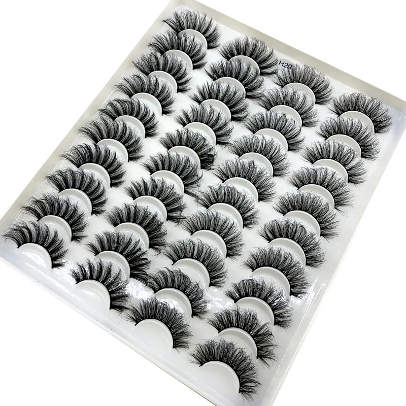 HBZGTLAD New 20 Pairs 3D Soft Mink False Eyelashes Handmade Wispy Fluffy Long Lashes Natural Eye Extension Makeup Kit Cilios