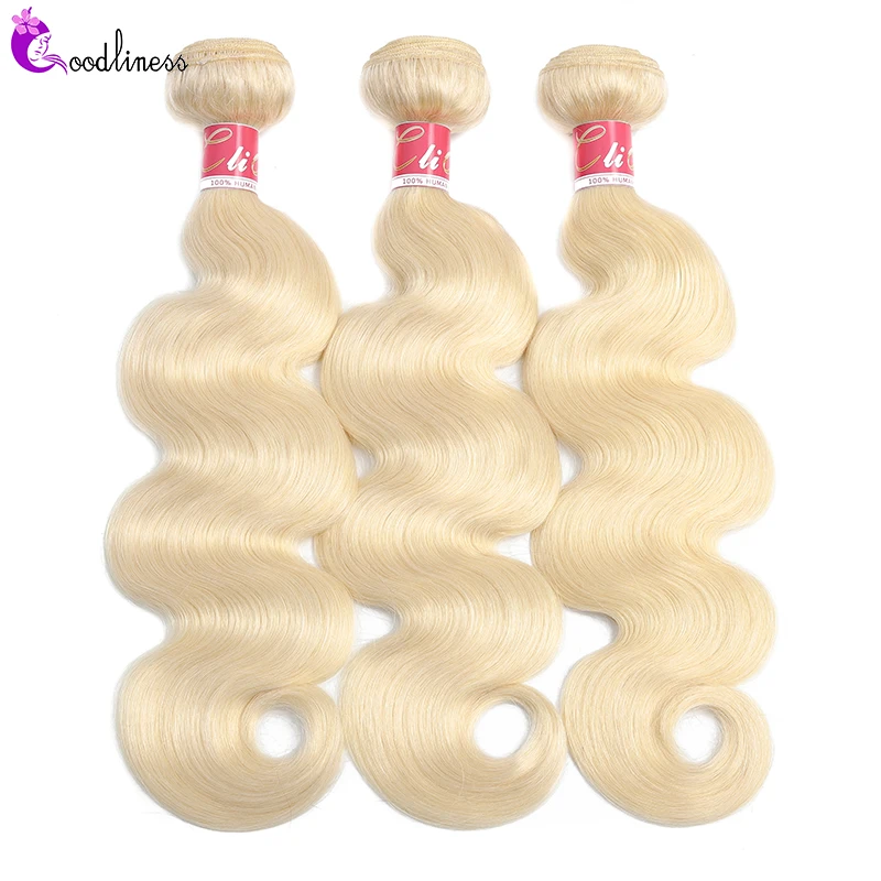  Goodliness 1/3/4pcs 613 Body Wave Bundles Brazilian Hair Weave Bundles Remy Three Tone 1b/4/27 1b/4