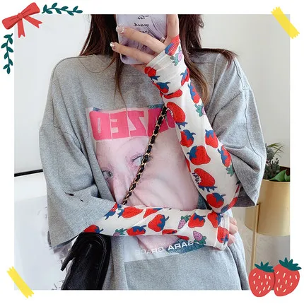 Korea summer sunshade in Harajuku ulzzang bf street clothing New rainbow personality color striped flower mesh yarn women gloves - Цвет: 9