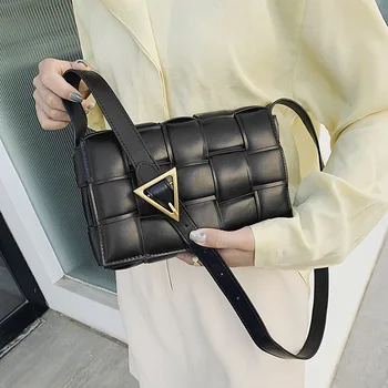 

Female Fashion Pu Leather Crossbody Bags For Women 2020 Knitting Shoulder Messenger Bag Ladie Hand Sling Luxury Handbag Designer