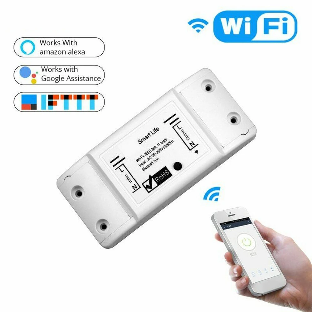 

DIY WiFi Smart Light Switch Universal Breaker Timer Smart Life APP Wireless Remote Control Works with Home