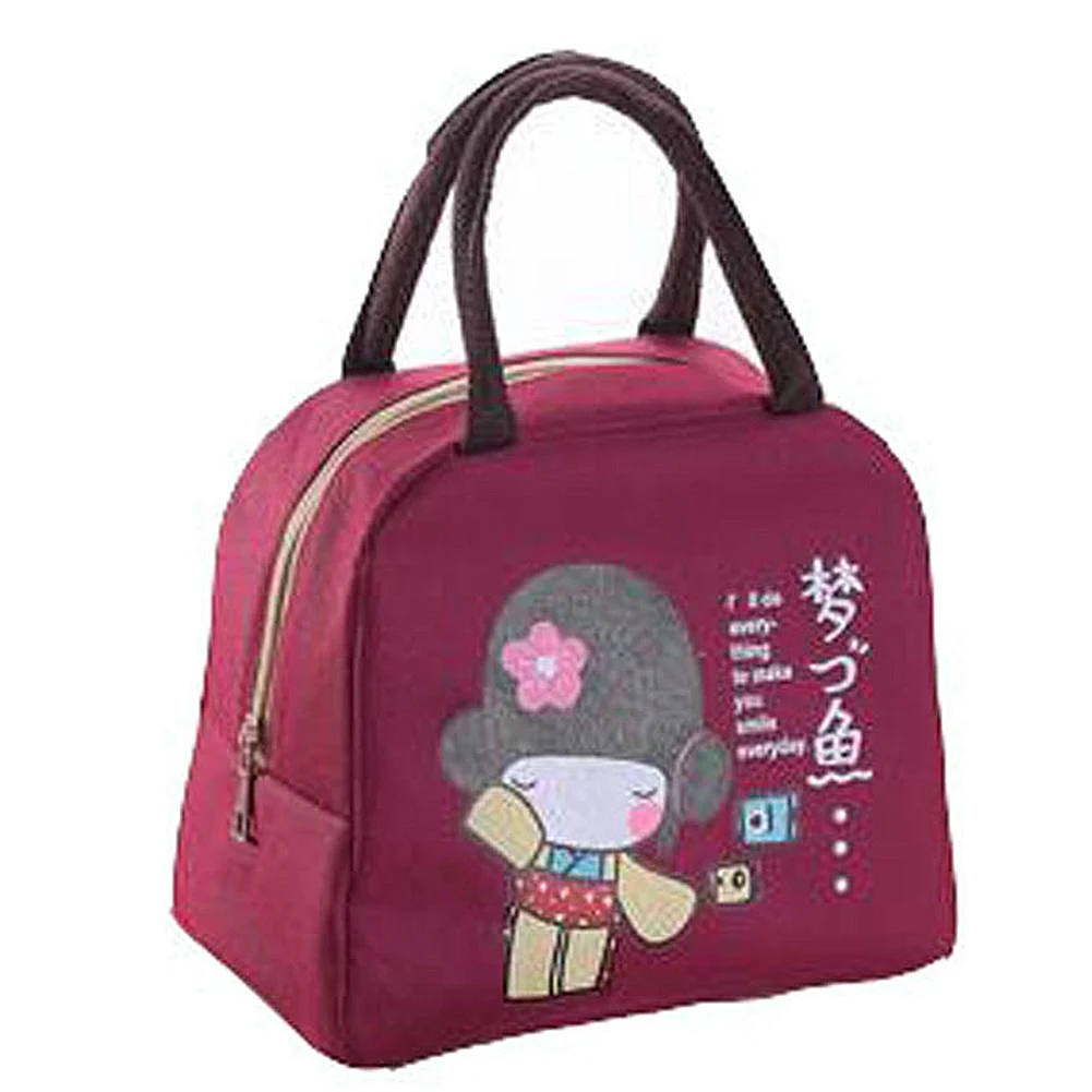 Красный Tote Picnic Office Heat Preservation Container Food Lightweight Outdoor Portable Storage Lunch Bag Polyester Cartoon Girl - Цвет: Красный