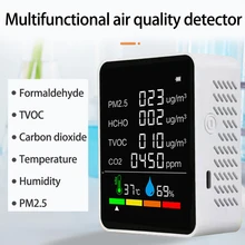 

6in1 Multifunctional Air Quality Tester CO2 Meter Digital Temperature Humidity Tester Semiconductor inspection PM2.5 TVOC HCHO