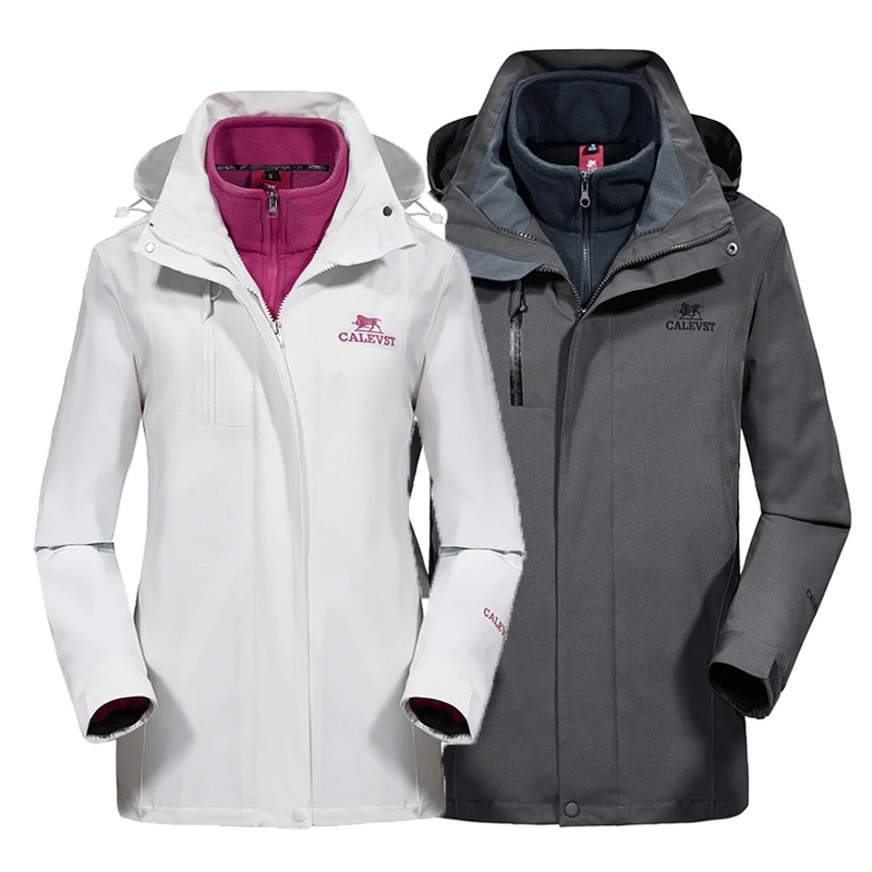 2019 Men Women Winter 3in1 Detach waterproof Camp Hike Trekking Fish Ski Climb Mountain Sport Cycle Outdoor Jackets Windbreaker