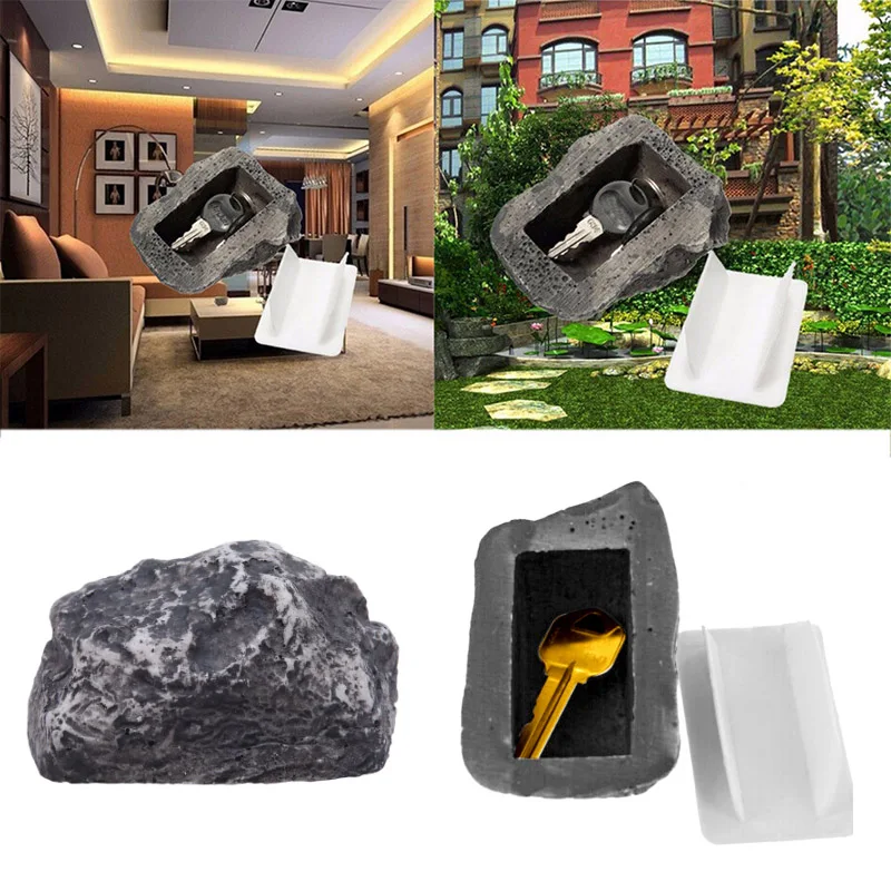 

Outdoor Spare Garden Key Box Rock Hidden Hide In Stone Security Safe Storage Hiding Containers