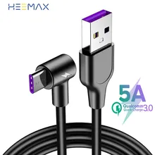90 Degree 5A USB Type C Data Cable Fast Charging Phone Charger For Huawei P40 For IPhone Android Mobile Phone 3A Micro USB Cord