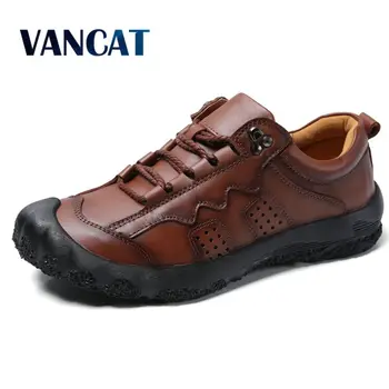 

Vancat New Big Size 38-48 Men Casual Shoes Loafers Spring Autumn Mens Moccasins Shoes Genuine Leather Men's Flat shoes Men shoes