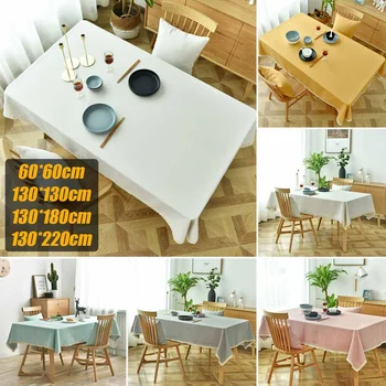 

Cotton Linen Tablecloth Waterproof Dining Table Cloth Solid Color Living Room Kitchen Rectangular Round Table Western Tablecloth