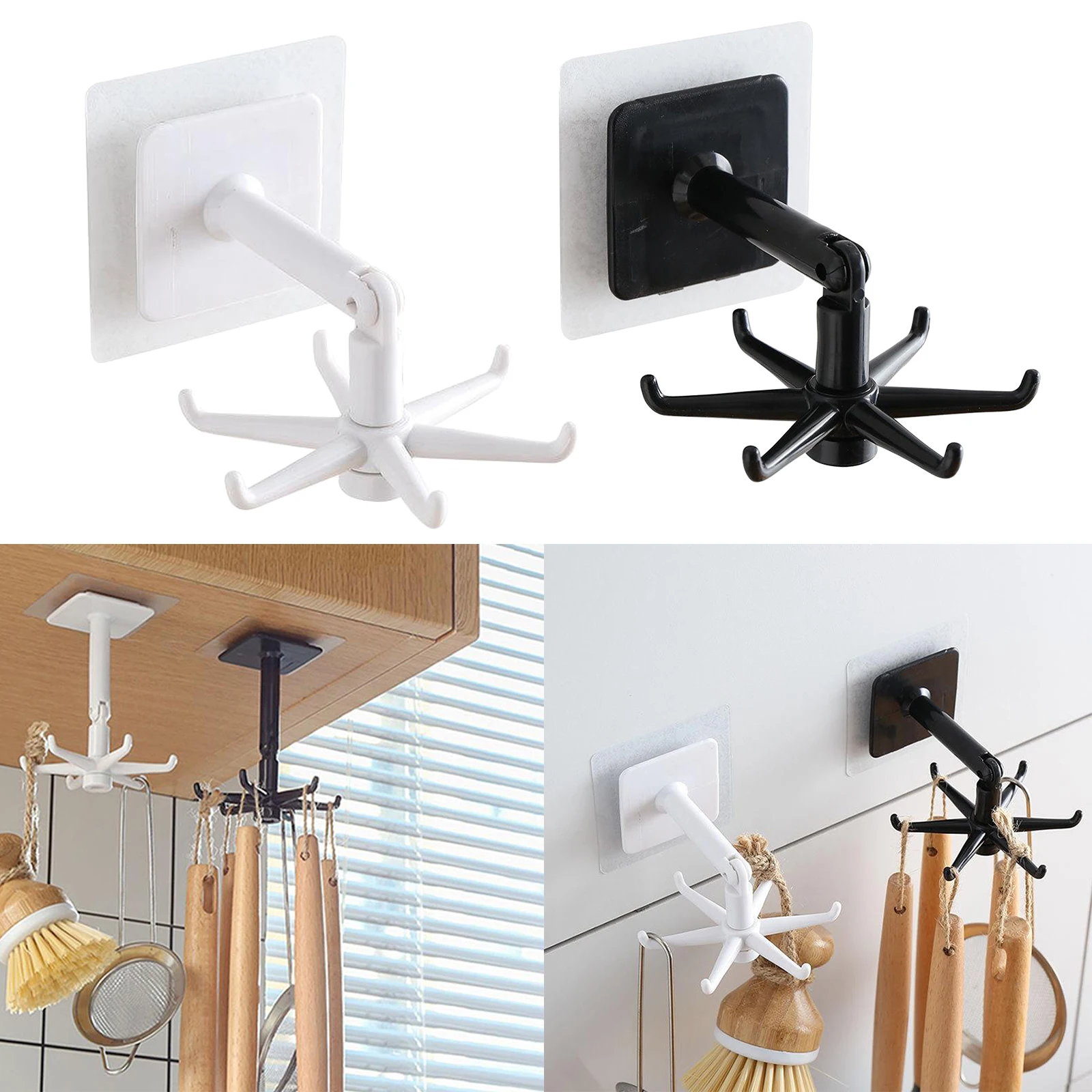 1pc Kitchen Utensil Hanging Rack Organiser Wall Mounted ABS Plastic Hook Hanger