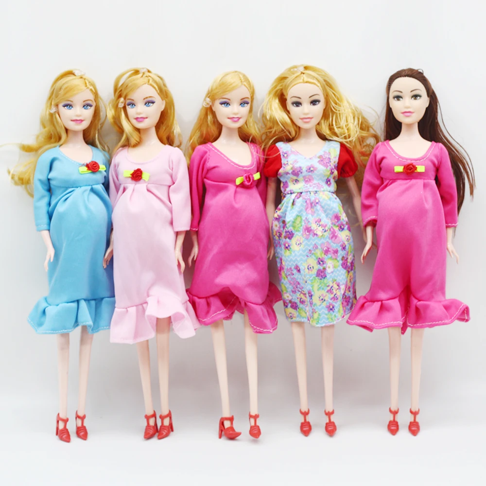 Muñecas educativas reales para niños, 1 Uds., traje de madre, muñeca con barriga para Barbies