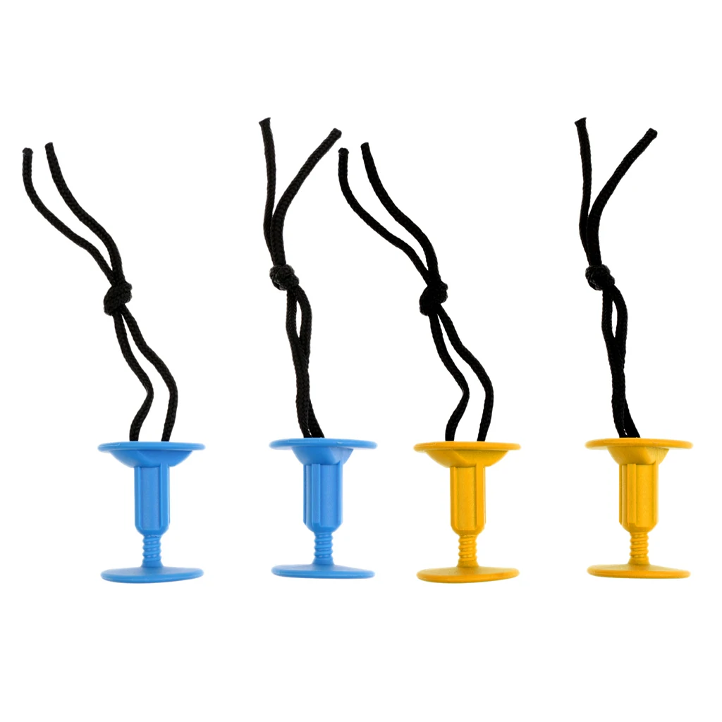 4Pcs/Pack  Surfboard Body Board Threaded Leash Plugs with Cords Strings Water Sports Surfing Accessories