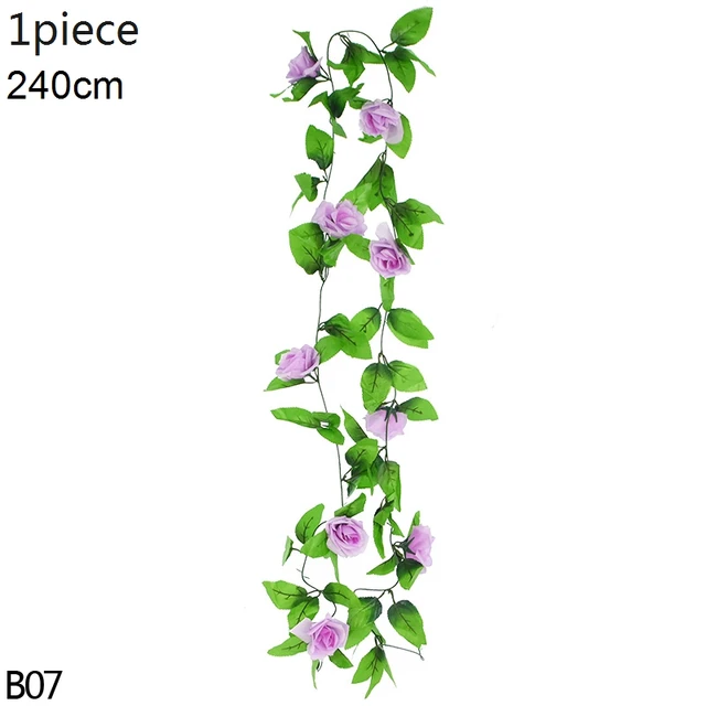 Artificial Flowers Vine Garland Wisteria Silk Artificial Rattan Hanging Flowers Romantic Wedding Arch Decoration Fake Ivy Plants B07-1p-light purple