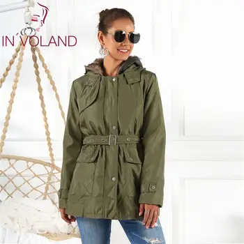

Women Solid Hooded Coat Plus Size Casual Autumn Winter Long Sleeve Solid Loose Outwear With Belt Pockets Slim Female Coats