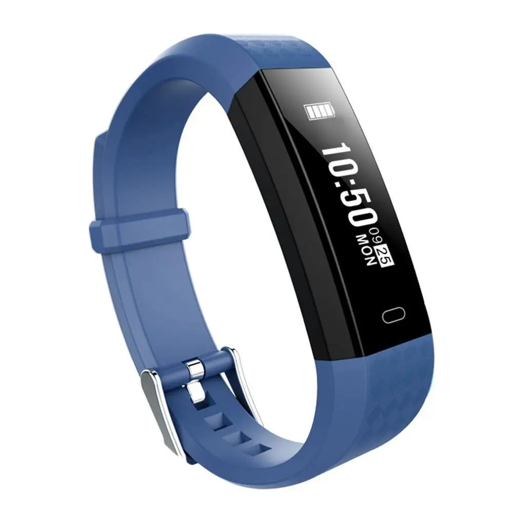 Dark blue Smart Wristband Heart Rate Monitor Waterproof Sports Smart Band Fitness Tracker Smart Wrist Bracelet For iOS For Android - Цвет: Dark blue