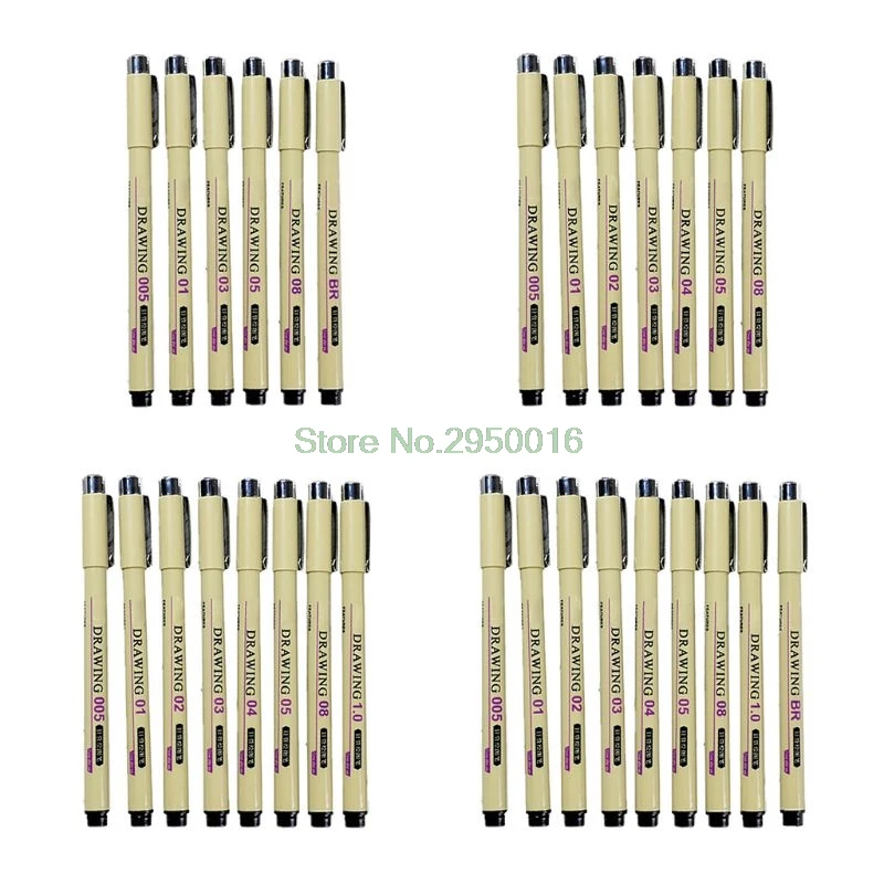 6/7/8/9pcs Black Technical Graphic Fine Hook Line Pen Painting Drawing Sketch Pens C26