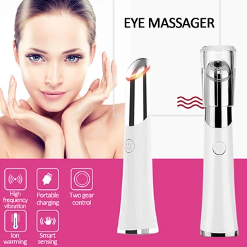 

Fashion Eye Skin Care Instrument Stick EMS Remove Dark Circle White ABS Massage Massager Heated Electric Eye Massager