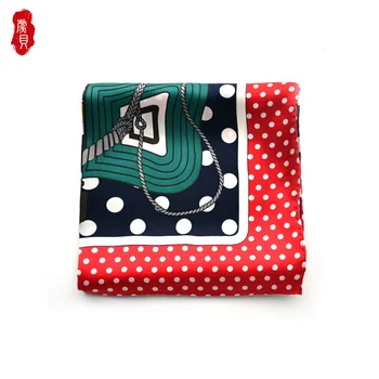 

Orange scarf women natural silk satin big square bandana with dots kerchief hair scarfs foulard femme Shawl wrap gift for ladies