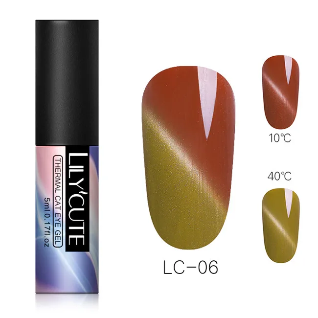 Thermal 5 LILYCUTE 9D кошачий глаз Хамелеон для использования с магнитом Гель-лак для ногтей Auroras Nails кошачий глаз Длительное замачивание уф гель для ногтей Гель-лак - Цвет: Thermal 5