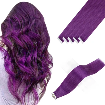 

Ugeat Tape in Human Hair Extensions #Purple Color Natural Soft Machine Made Human Hair Extensions 2.5G/Pieces 10Pieces