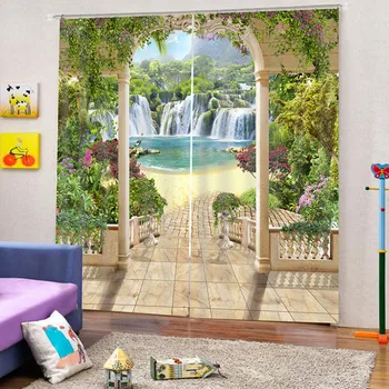 

3DPrinted Landscape Polyester Windows Curtains arch Thin for Kid Adults Living Room Bedroom Kitchen Curtains Drapes Dropship