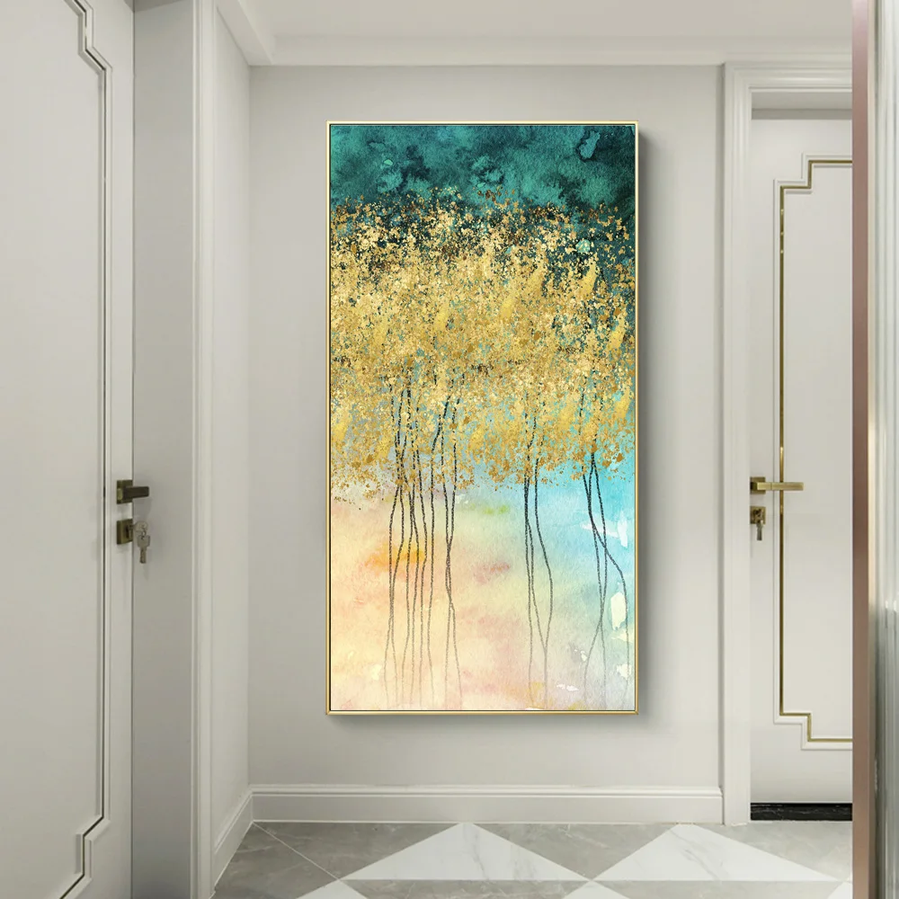 

Abstract Golden Forest Canvas Painting Poster Print Fashion Golden Wall Art Canvas Picture for Living Room Cuadro Canvas Poster