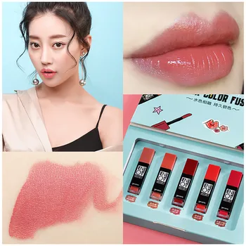 

5PCS Matte Lipstick Set Lip Gloss Kit Long Lasting Waterproof Lipstick Sexy Red Moisturizing Nourish Cosmetics Lipstick #Zer