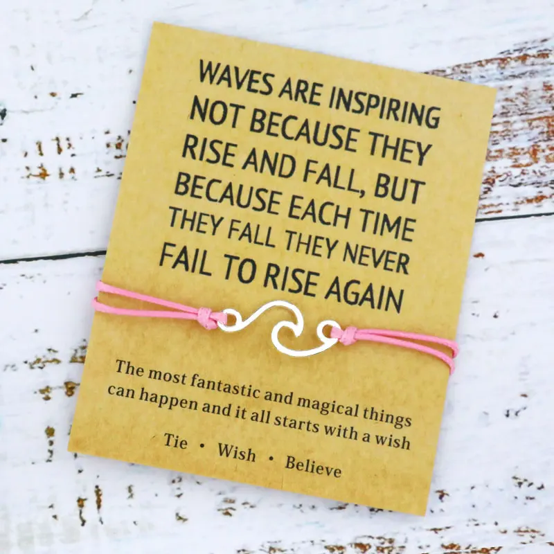 Waves Are Inspiring Wish Bracelet Nautical Surfing Ocean Wave Charms Bracelet Beach Jewelry for Women Men Friendship Beach Gift