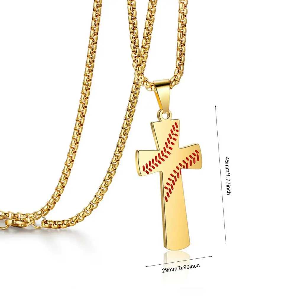 Baseball Cross Pendant Necklace Sliver 