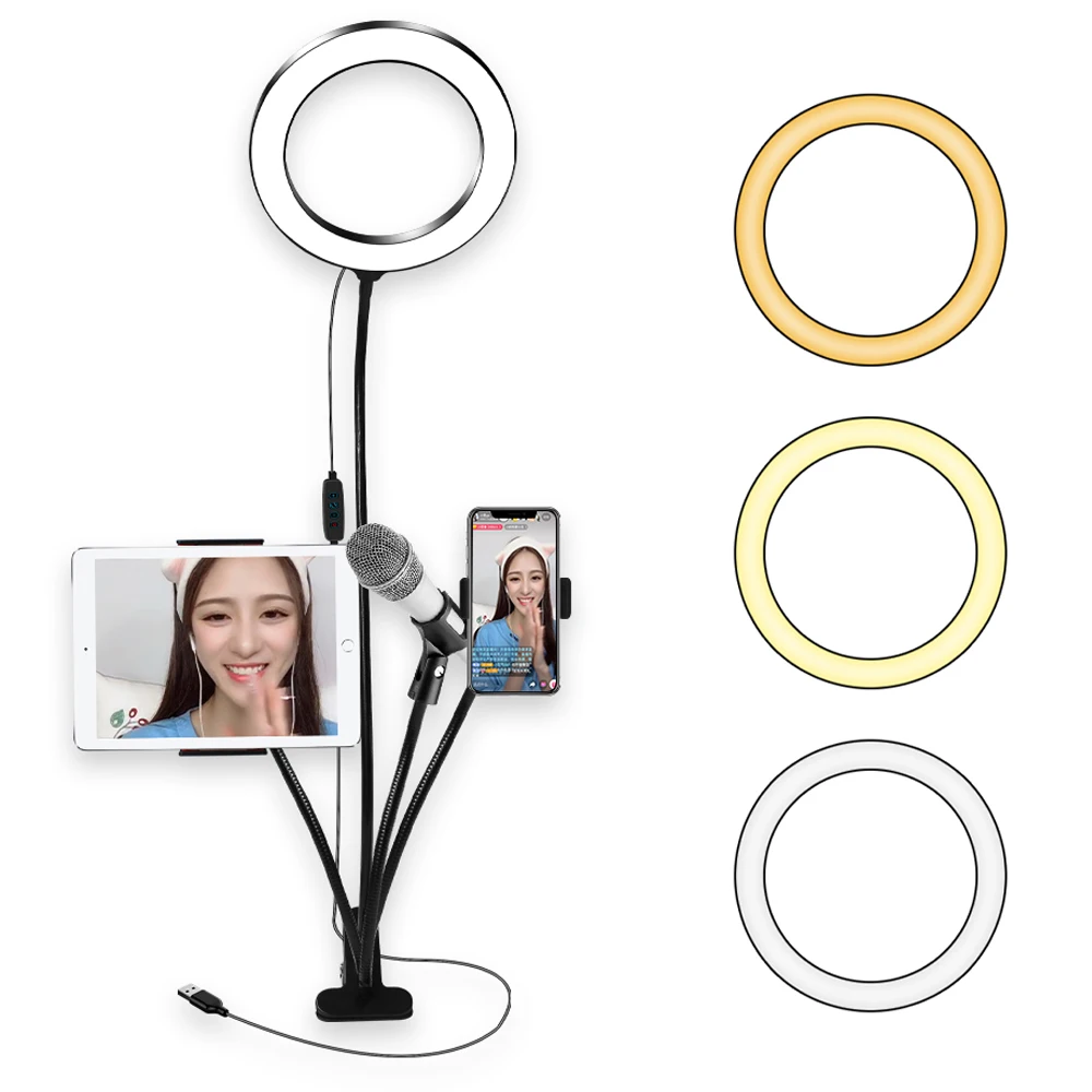 

Dozzlor Beauty Fill Light 20cm Desktop Photo Light Live Artifact Microphone Multi-function Live Support Fill Light Makeup Lamp
