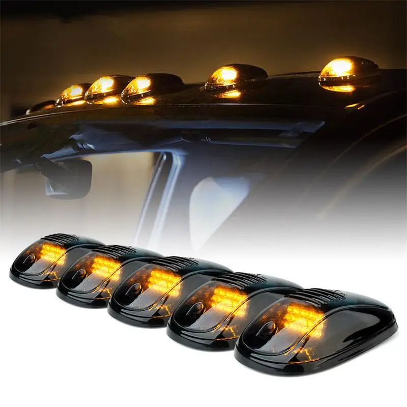 

5pcs Amber LED For Ranger F150 Hilux Cab Roof Top Marker Lights Dome lamps For Universal Pickup Truck SUV 4x4 Roof Rack light