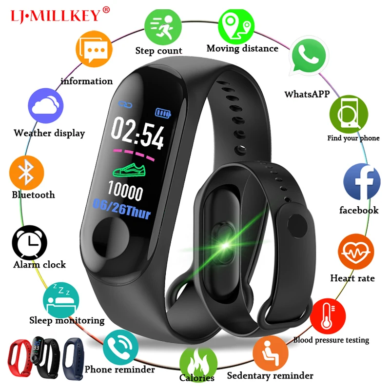 

M3 Smart Wristband Smart Bracelet with Replacement Straps Smart Band Heart Rate Activity Fitness Tracker Smart Watch M3 Pro