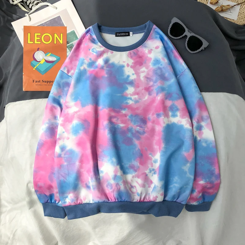 Осенняя камуфляжная толстовка с капюшоном мужская мода Tie-dye мужская толстовка с капюшоном в стиле «хип-хоп» Повседневная Толстовка с круглым вырезом Мужская Уличная свободная толстовка мужская M-2XL - Цвет: red