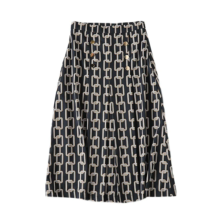 

A Generation of Collocation Shirt Too Blew up Fashionable Chain Printed High Slimming Commuting Skirt Entity