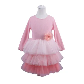 

Girls Tutu Dress Spring Autumn Princess Birthday Party Layered Dress Pink