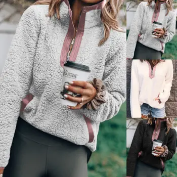 

Autumn New Women Warm Pullover Casual Hoodie Solid Color Plain Sweatshirt Women Girl Fashion Streetwear